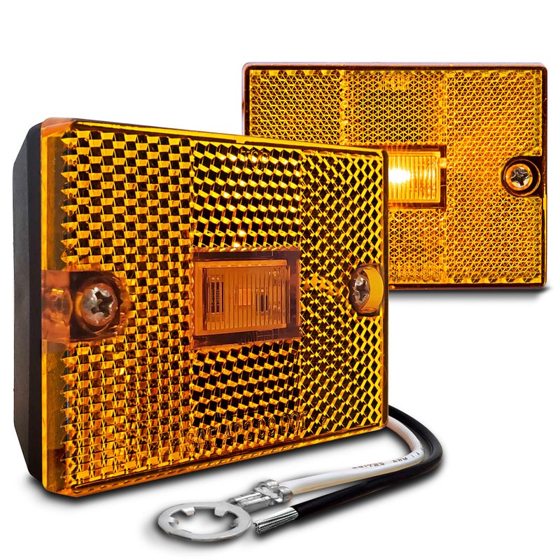 ONLINE LED STORE مصباح جانبي مثبت بمسامير LED كهرماني 2 قطعة 2x3 3x2 بوصة من TRUE MODS [معتمد من DOT] [مقاوم للماء IP67] [عاكس مدمج] لمقطورات القواربutility التي تزيد عن 80 بوصة ومصباح إضاءة RV - Image 1